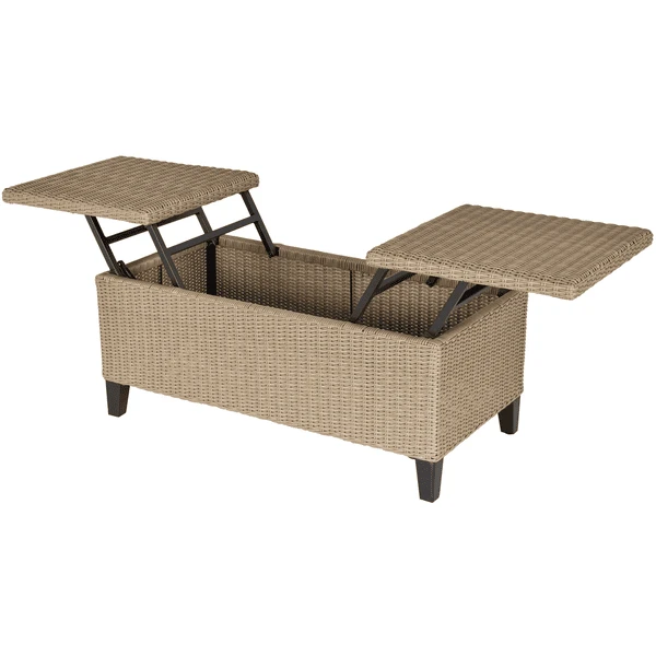 Outsunny 2in1 Gartentisch Mit Stauraum Khaki 1 Outsunny 2in1 Gartentisch Mit Stauraum Khaki
