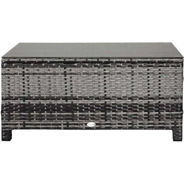 Outsunny Beistelltisch Aus Handgeflochtenem Polyrattan Grau 1 Outsunny Beistelltisch Aus Handgeflochtenem Polyrattan Grau