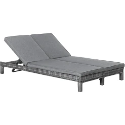 Outsunny Doppelliege Mit Verstellbarer Rückenlehne Grau