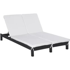 Outsunny Doppelliege Mit Verstellbarer Rückenlehne Schwarz/cremeweiß