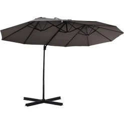 Outsunny Doppelschirm Mit Kurbel Dunkelgrau