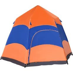 Outsunny Doppelwandzelt Für 5–6 Personen Orange, Blau