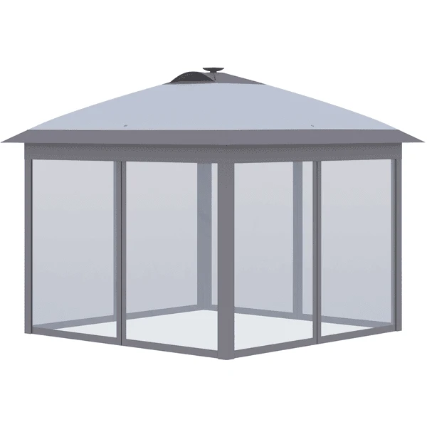 Outsunny Faltpavillon Mit LED Solar Lichterkette Und USB-Ladeanschluss Grau 1 Outsunny Faltpavillon Mit LED Solar Lichterkette Und USB-Ladeanschluss Grau