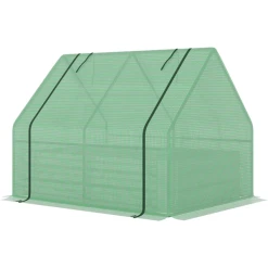 Outsunny Foliengewächshaus Mit Tür Zum Aufrollen Grün, Silber