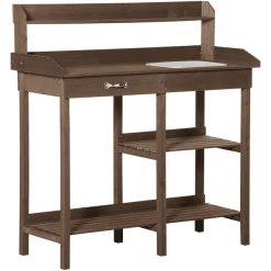 Outsunny Gärtnertisch Mit Wanne Braun