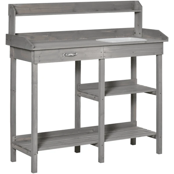 Outsunny Gärtnertisch Mit Wanne Grau 1 Outsunny Gärtnertisch Mit Wanne Grau