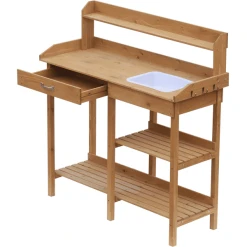 Outsunny Gärtnertisch Mit Wanne Natur