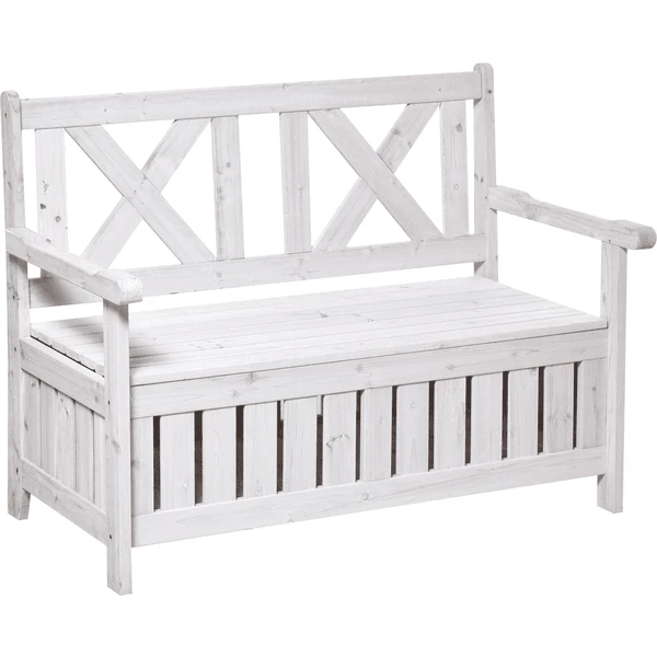 Outsunny Gartenbank 2-Sitzer Mit Armlehnen Weiß 1 Outsunny Gartenbank 2-Sitzer Mit Armlehnen Weiß