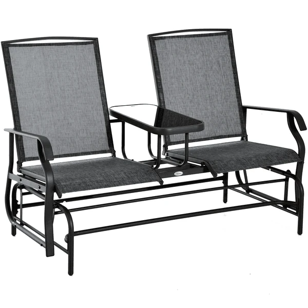 Outsunny Gartenbank Mit Tisch Grau, Braun 1 Outsunny Gartenbank Mit Tisch Grau, Braun