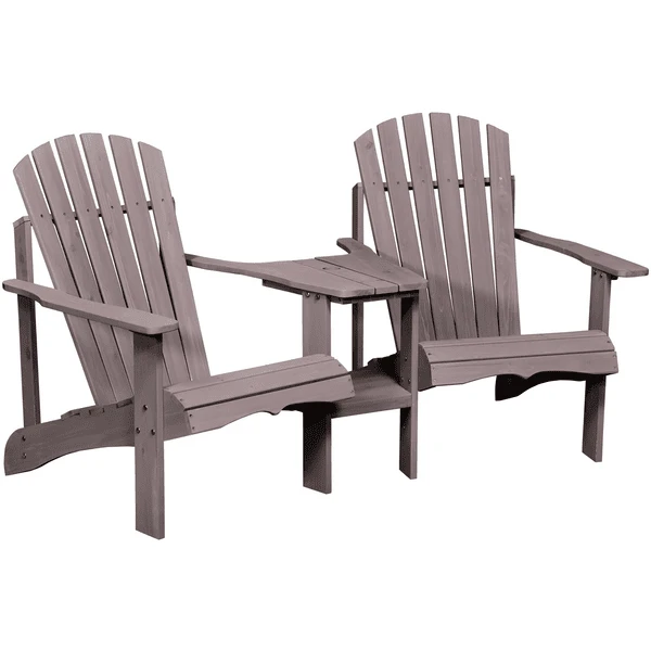 Outsunny Gartenbank Mit Tisch Und Schirmloch Grau 1 Outsunny Gartenbank Mit Tisch Und Schirmloch Grau