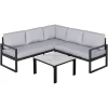 Outsunny Gartengarnitur Mit Beistelltisch Und Sitzpolstern, 3-teilig Grau