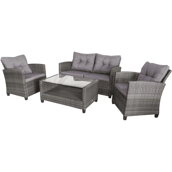 Outsunny Gartengarnitur Mit Kissen Grau 1 Outsunny Gartengarnitur Mit Kissen Grau