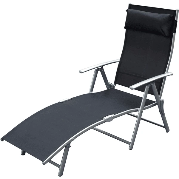 Outsunny Gartenliege Mit Kissen Schwarz 1 Outsunny Gartenliege Mit Kissen Schwarz