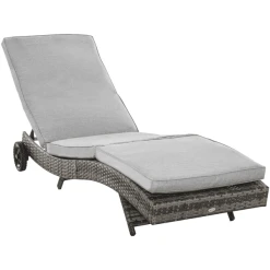 Outsunny Gartenliege Mit Rädern Grau