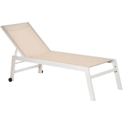Outsunny Gartenliege Mit Verstellbarer Rückenlehne Cremeweiß