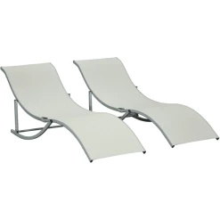 Outsunny Gartenliegen 2er Set Beige