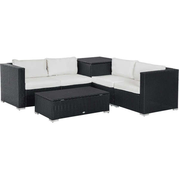 Outsunny Gartenmöbel Set Mit Stauraum Schwarz 1 Outsunny Gartenmöbel Set Mit Stauraum Schwarz