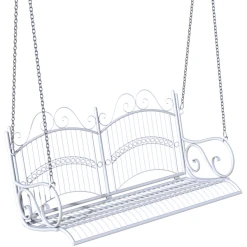 Outsunny Gartenschaukel Als 2-Sitzer Weiß