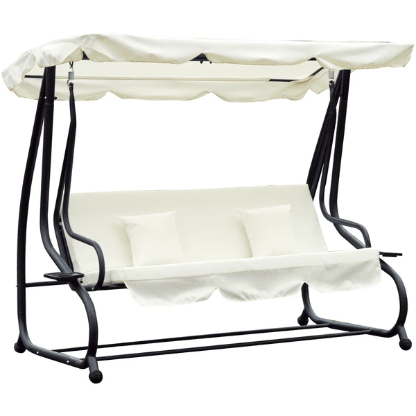 Outsunny Gartenschaukel Mit Dach Weiß 1 Outsunny Gartenschaukel Mit Dach Weiß