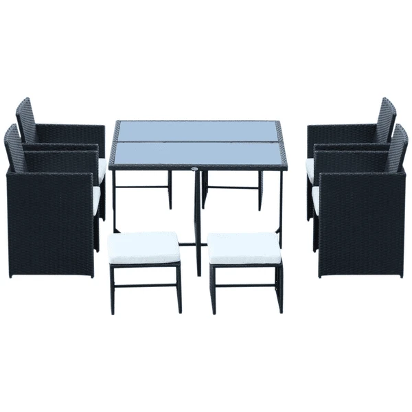 Outsunny Gartenset Bestehend Aus 9 Teilen Und 12 Kissen Schwarz 1 Outsunny Gartenset Bestehend Aus 9 Teilen Und 12 Kissen Schwarz