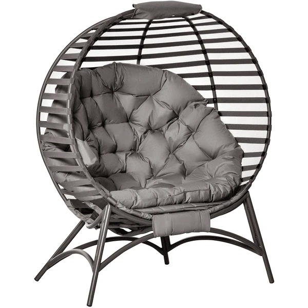 Outsunny Gartenstuhl Mit Stauraum, Gepolsterte Rückenlehne Und Sitzkissen Braun 1 Outsunny Gartenstuhl Mit Stauraum, Gepolsterte Rückenlehne Und Sitzkissen Braun