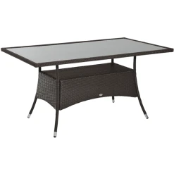 Outsunny Gartentisch Mit Zusätzlichem Stauraum Kaffeebraun