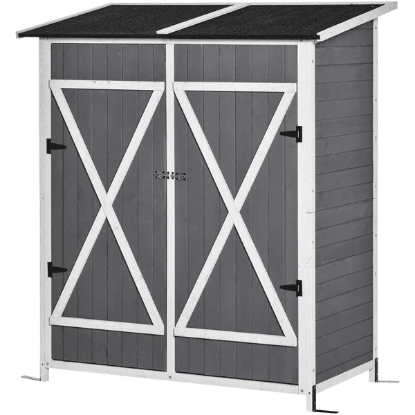Outsunny Gerätehaus Mit 2 Türen Grau 1 Outsunny Gerätehaus Mit 2 Türen Grau