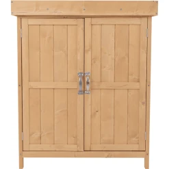 Outsunny Geräteschrank Mit 2 Fächer Natur