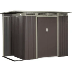 Outsunny Geräteschuppen Mit Doppelter Schiebetür Grau