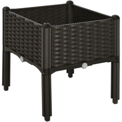 Outsunny Hochbeet In Rattan-Optik Dunkelbraun