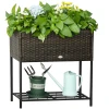 Outsunny Hochbeet Mit Geflochtenem Polyrattan Bunt