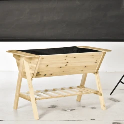 Outsunny Hochbeet Mit Integriertem Vliesstoff Natur