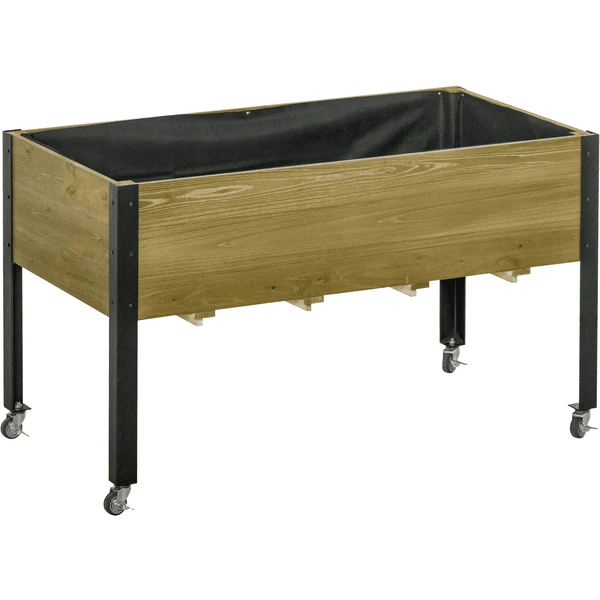 Outsunny Hochbeet Mit Rädern Braun 1 Outsunny Hochbeet Mit Rädern Braun