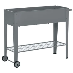 Outsunny Hochbeet Mit Rädern Grau