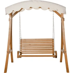 Outsunny Hollywoodschaukel 2-Sitzer Natur, Creme