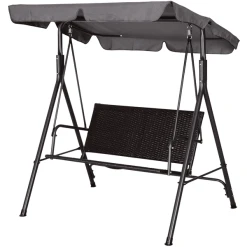 Outsunny Hollywoodschaukel In Rattan-Optik Schwarz/grau