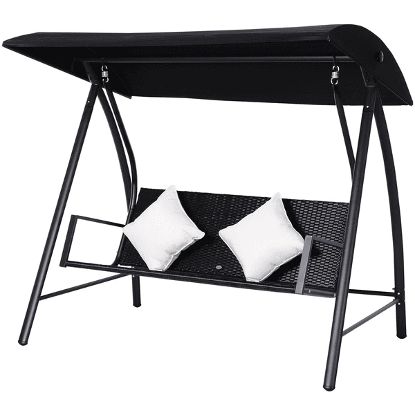 Outsunny Hollywoodschaukel Mit Kissen Schwarz 1 Outsunny Hollywoodschaukel Mit Kissen Schwarz