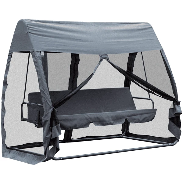Outsunny Hollywoodschaukel Mit Seitenwänden Grau 1 Outsunny Hollywoodschaukel Mit Seitenwänden Grau