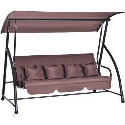 Outsunny Hollywoodschaukel Verstellbar Zur Liegefläche Braun