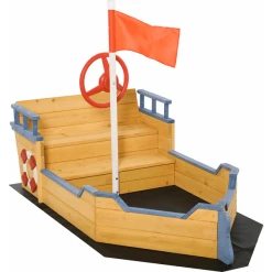 Outsunny Holzspielboot Für Kinder Mit Sandkasten Naur, Blau