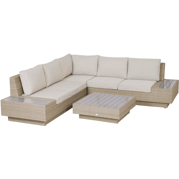 Outsunny Luxus Polyrattan Loungeset Beige 1 Outsunny Luxus Polyrattan Loungeset Beige