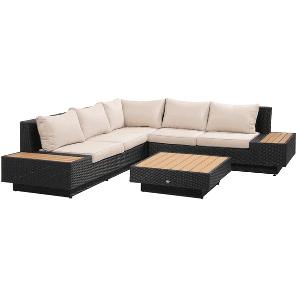Outsunny Luxus Polyrattan Loungeset Schwarz 1 Outsunny Luxus Polyrattan Loungeset Schwarz