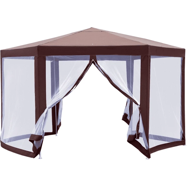 Outsunny Pavillon Mit Sechseck Form Braun 1 Outsunny Pavillon Mit Sechseck Form Braun