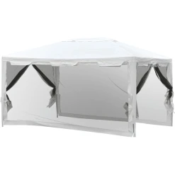 Outsunny Pavillon Mit Seitenwänden Weiß