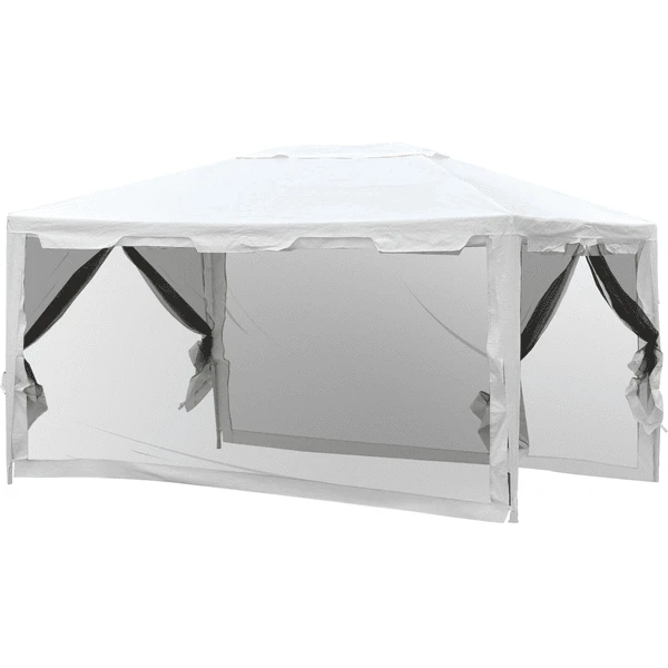 Outsunny Pavillon Mit Seitenwänden Weiß 1 Outsunny Pavillon Mit Seitenwänden Weiß