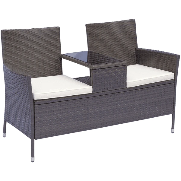 Outsunny Polyrattan Gartenbank Braun 1 Outsunny Polyrattan Gartenbank Braun