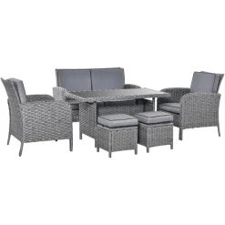 Outsunny Polyrattan Gartenset 6-teilig Grau