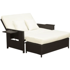 Outsunny Polyrattan Lounge-Sofa Mit Kissen Dunkelbraun