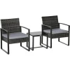 Outsunny Polyrattan Sitzgruppe Als 5-tlg. Set Grau