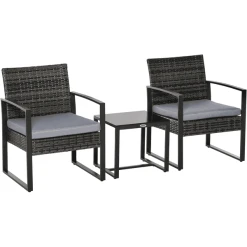Outsunny Polyrattan Sitzgruppe Als 5-tlg. Set Grau